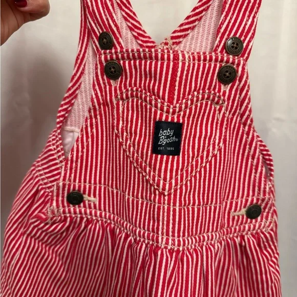 OshKosh B'gosh Red and White Striped Overalls - Picture 2 of 3